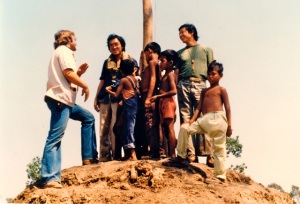 Thai-Kampuchean border circa 1980:  Surveying No-man's Land amidst refugees, warlords and anti Vietnamese resistance forces  (L - R) Freelance American journalist Gary Ferguson; author Kim Gooi; ABC News cameraman Naoki Mabuchi